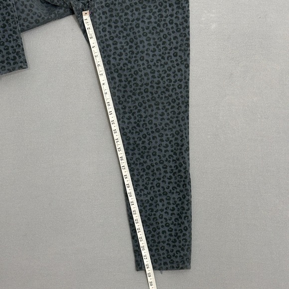 Pilcro Womens Jeans 31 Stet Teal Blue Flocked Velvet Leopard Animal Boho Western - Picture 10 of 16